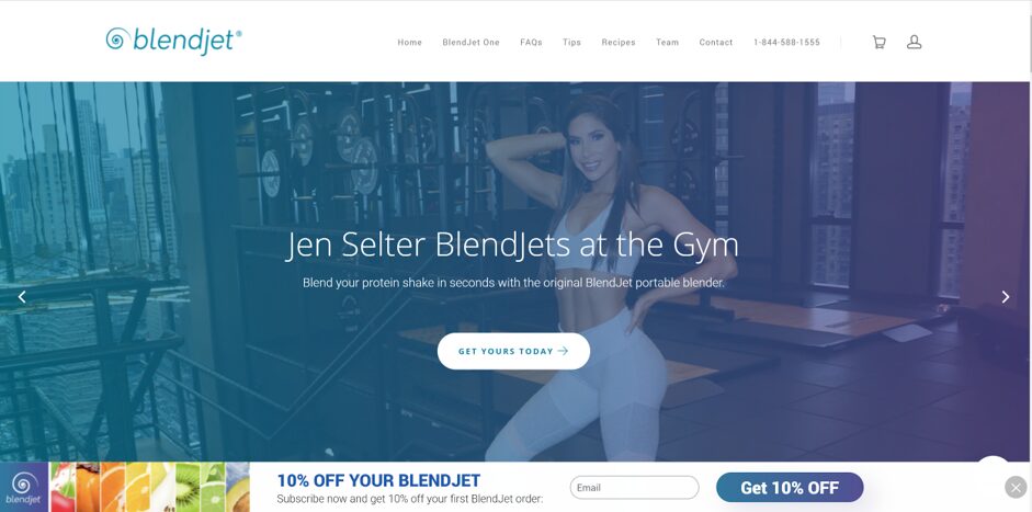 BlendJet's hello bar example helps to notifiy visitors to subscribe to their newsletter