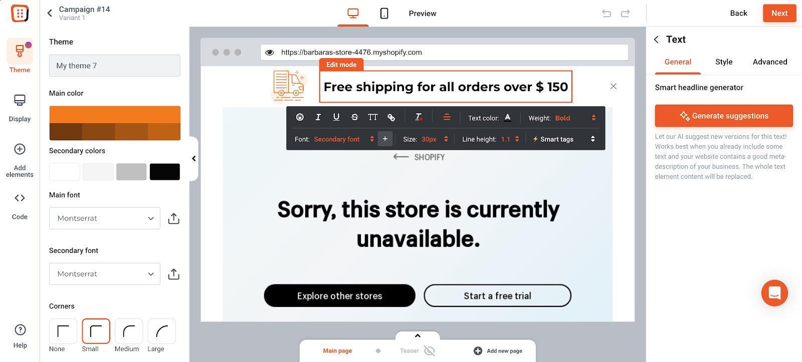 How to create a floating bar with OptiMonk