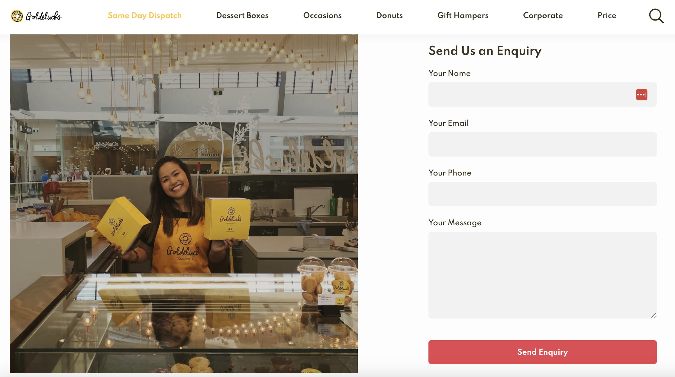 Goldelucks's contact us page examples the power of personalization.