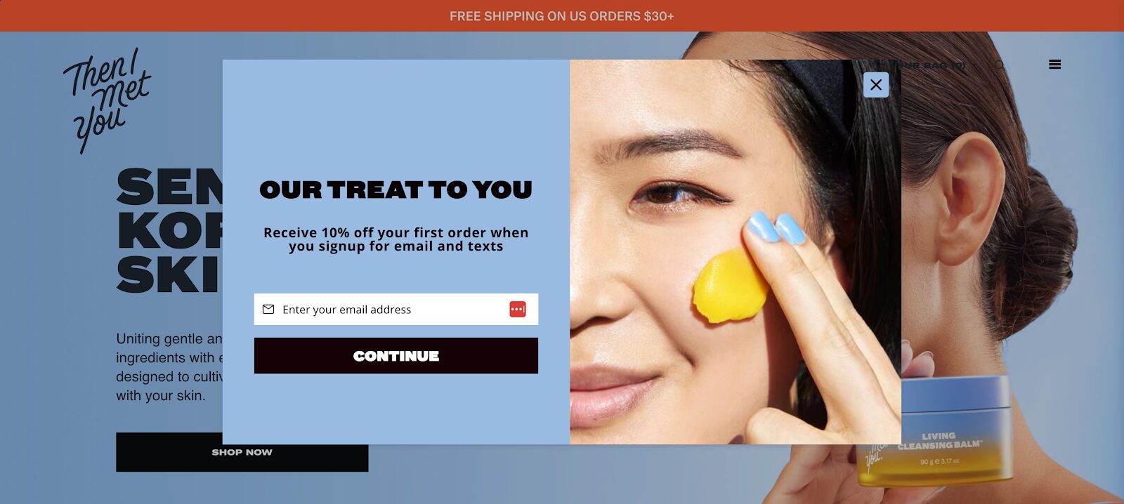 Eye catching popup content from Then I Met You to increase conversion rates.