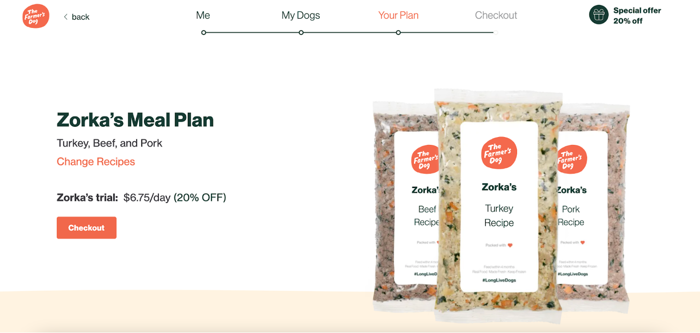 At the final stage of the customers progress they get a personalized product recommendation.