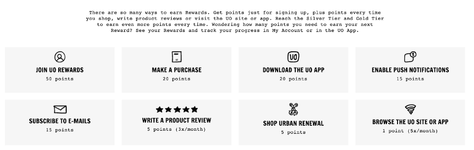 Urban Outfitters enhance customer satisfaction with their loyalty program.