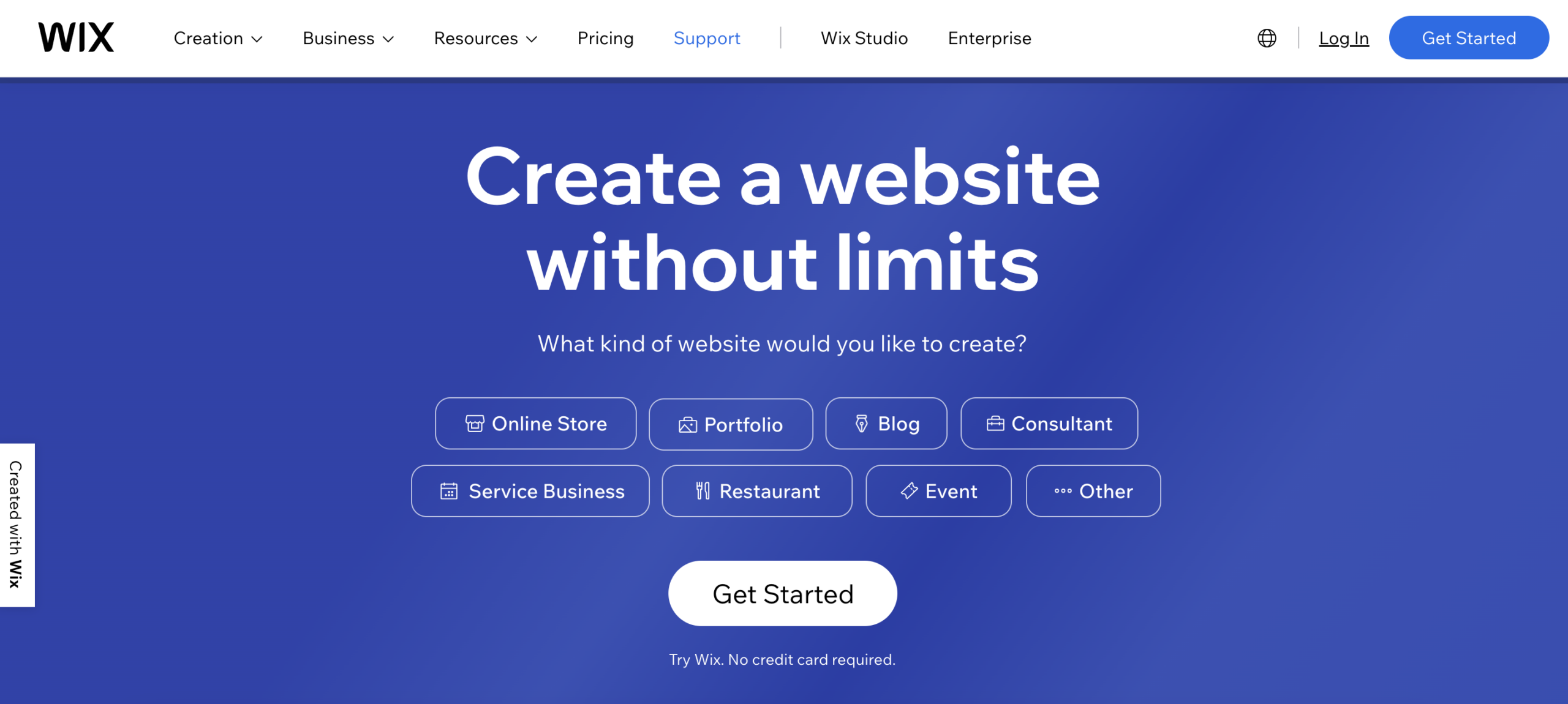 Wix landing page builder