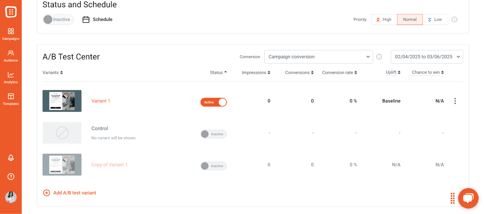 A/B test your popup