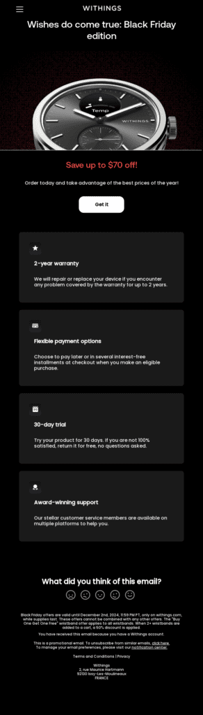 Black Friday campaigns from Withings