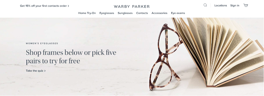 Zero-party data collection from Warby Parker