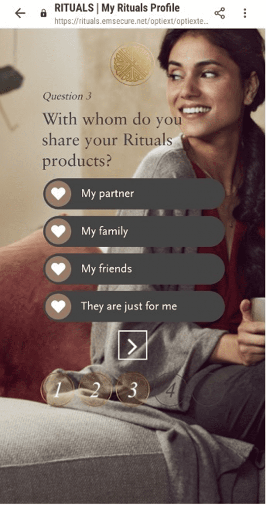 Rituals’ quiz collects customer data